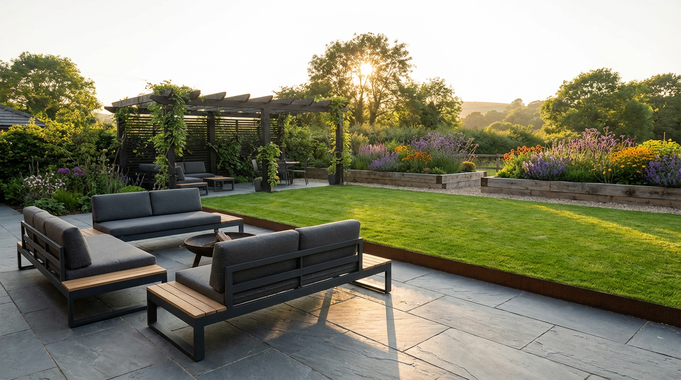 Modern landscaped garden in Teesside