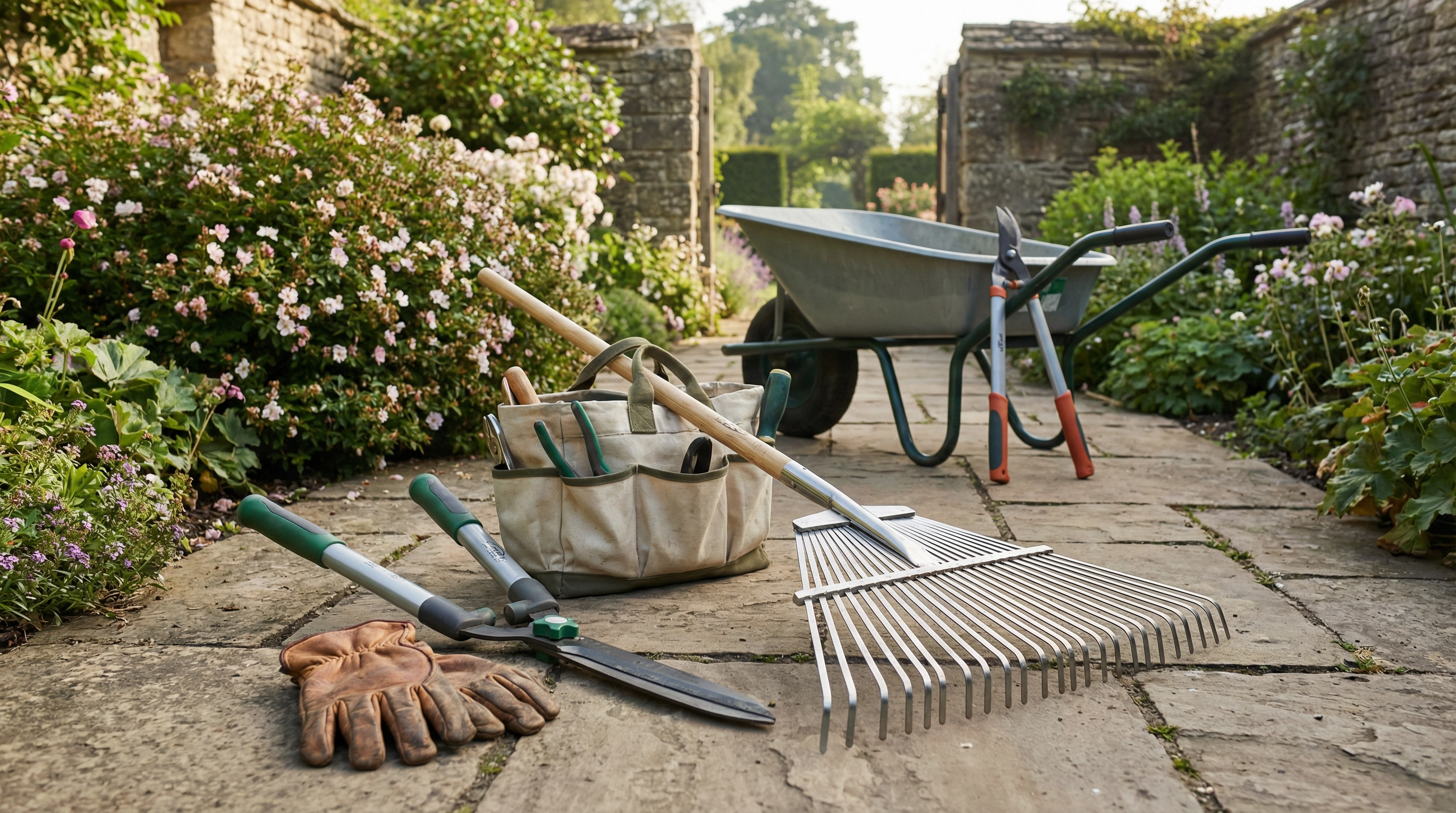 Professional garden maintenance tools and equipment