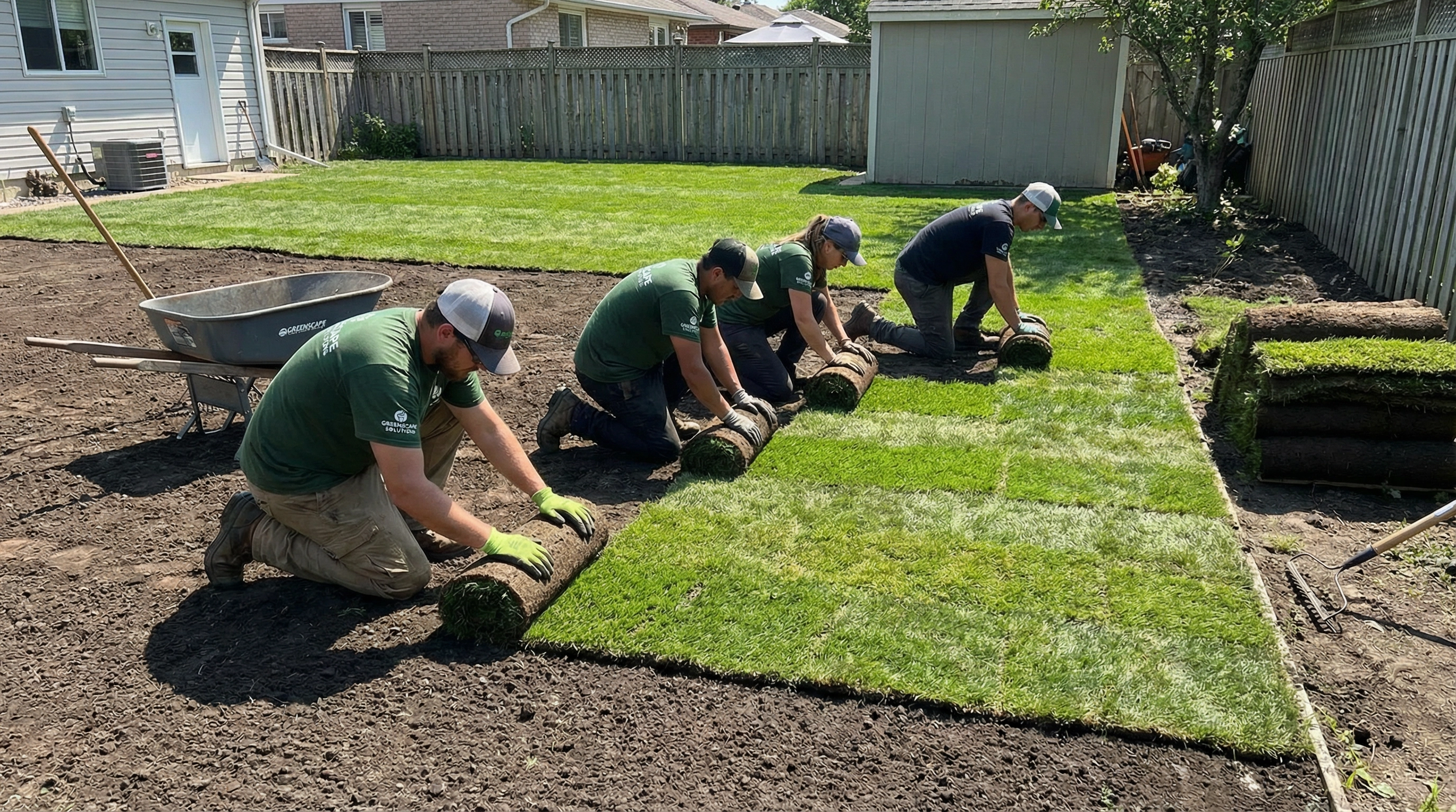 Freshly rolled turf ready for installation